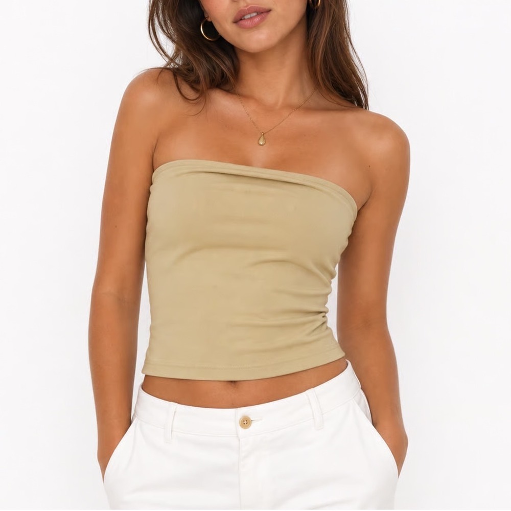 Crescent Pale Yellow Strapless Tube Top Bandeau Womens Size M
